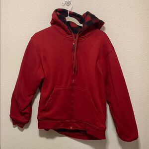 Che Bella Red Checkered Reversible Hooded Jacket